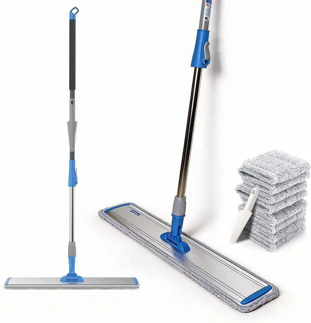 Main image of 24 in Microfiber Wet & Dry Mops Heavy Duty Commercial Flat Floor Mop | Large Mops for Floor Cleaning Adjustable Handle with 4 Washable Mop Clothes