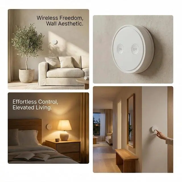 Alt view image 7 of 7 - LoraTap Wireless Outlet - Ergonomic Round Remote (Comfort Grip!) + Magnetic Wall Base - Stick & Grab, No Wall Damage - 15A/1875W 100ft Range - Control for Hard-to-Reach Sockets, No More Bending