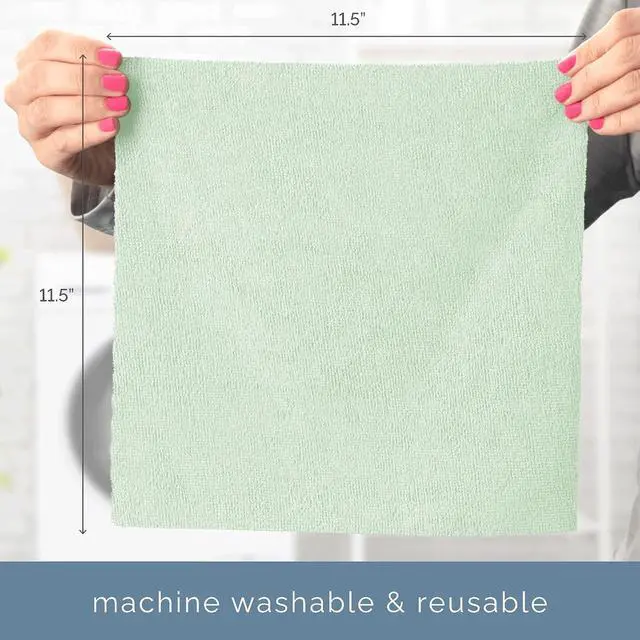 Alt view image 7 of 7 - S&T INC. Microfiber Cleaning Cloth, 100 Pack, 11.5" x 11.5", Green | Edgeless Cleaning Cloth for Home and Car, Reusable and Multi-Purpose Cleaning Rags, Machine Washable