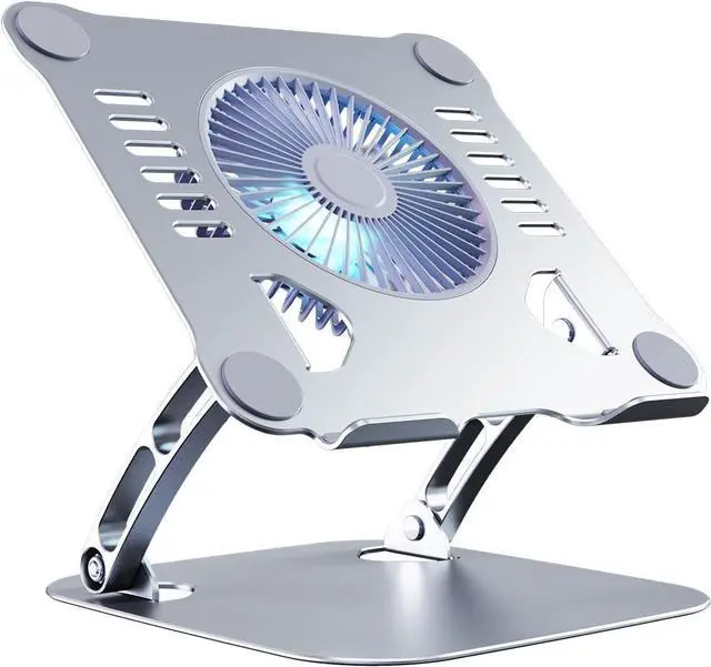 Main image of SHUWEI Laptop Cooling Stand with 3 Speed Fan, Adjustable Height Laptop Stand for Desk, Ergonimic Aluminum Laptop Cooling Pad for 10-15'' Notebook - Silver