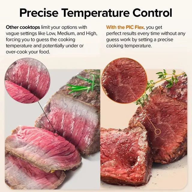 Alt view image 3 of 7 - Nuwave Precision Induction Cooktop, 10.25 Shatter-Resistant Ceramic Glass | 6.5 Heating Coil, 81 Temps from 100°F to 500°F, 3 Wattage Settings 600, 900 & 1400 Watts