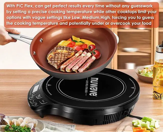 Alt view image 6 of 7 - Nuwave Precision Induction Cooktop, 10.25 Shatter-Resistant Ceramic Glass | 6.5 Heating Coil, 81 Temps from 100°F to 500°F, 3 Wattage Settings 600, 900 & 1400 Watts