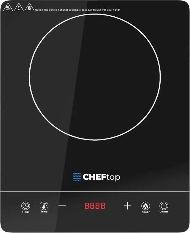 Alt view image 3 of 7 - Cheftop Induction Cooktop Portable Induction Burners 120V Digital Ceramic Top with Kids Safety Lock,1800 Watt, Touch Sensor Control Multiple Cooking Zones & Levels (Single Burner - Edged))
