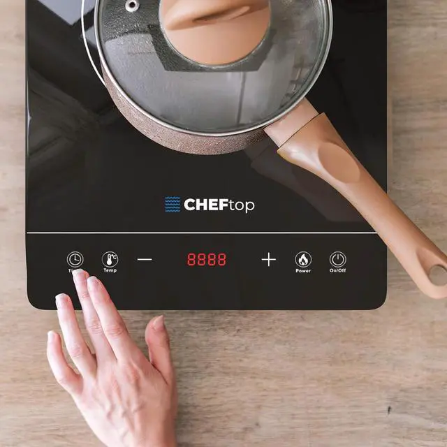 Alt view image 5 of 7 - Cheftop Induction Cooktop Portable Induction Burners 120V Digital Ceramic Top with Kids Safety Lock,1800 Watt, Touch Sensor Control Multiple Cooking Zones & Levels (Single Burner - Edged))