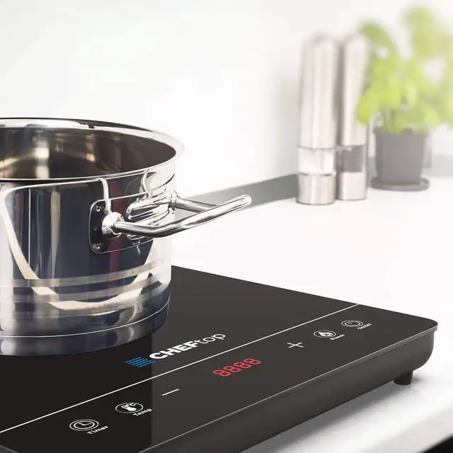 Alt view image 6 of 7 - Cheftop Induction Cooktop Portable Induction Burners 120V Digital Ceramic Top with Kids Safety Lock,1800 Watt, Touch Sensor Control Multiple Cooking Zones & Levels (Single Burner - Edged))
