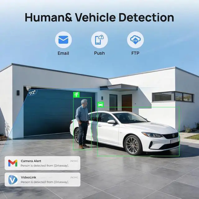 Alt view image 2 of 7 - VIKYLIN 4K 8MP Starlight PoE IP Camera Outdoor, 8MP Bullet PoE Camera with AI Human Vehicle Detection, 2.8mm Lens, Built-in Mic, MicroSD 256GB, WDR, IP67, Blue Iris, NDAA Compliant