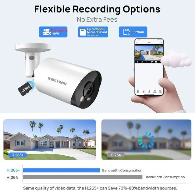 Alt view image 5 of 7 - VIKYLIN 4K 8MP Starlight PoE IP Camera Outdoor, 8MP Bullet PoE Camera with AI Human Vehicle Detection, 2.8mm Lens, Built-in Mic, MicroSD 256GB, WDR, IP67, Blue Iris, NDAA Compliant