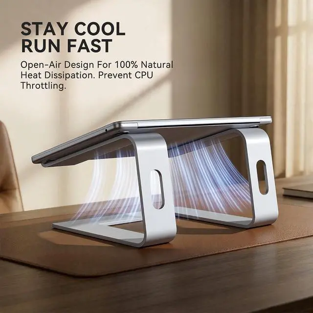 Alt view image 3 of 7 - SOUNDANCE Laptop Stand, Aluminum Computer Riser, Ergonomic Laptops Elevator for Desk, Metal Holder Compatible with 10 to 15.6 Inches Notebook Computer, Silver
