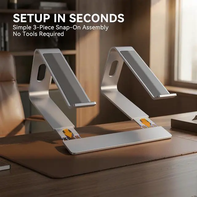 Alt view image 6 of 7 - SOUNDANCE Laptop Stand, Aluminum Computer Riser, Ergonomic Laptops Elevator for Desk, Metal Holder Compatible with 10 to 15.6 Inches Notebook Computer, Silver