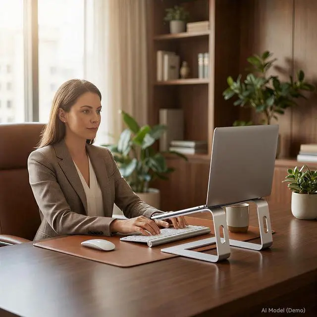 Alt view image 7 of 7 - SOUNDANCE Laptop Stand, Aluminum Computer Riser, Ergonomic Laptops Elevator for Desk, Metal Holder Compatible with 10 to 15.6 Inches Notebook Computer, Silver