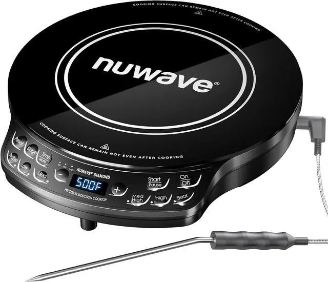 Main image of Nuwave Portable Induction Cooktop Diamond with Probe, 100°F to 500°F | Advanced Countertop Burner, 91 Temps, 12Shatter-Proof Ceramic Glass & 6.5Heating Coil, Ideal for RV Camp, Small Apt, Travel