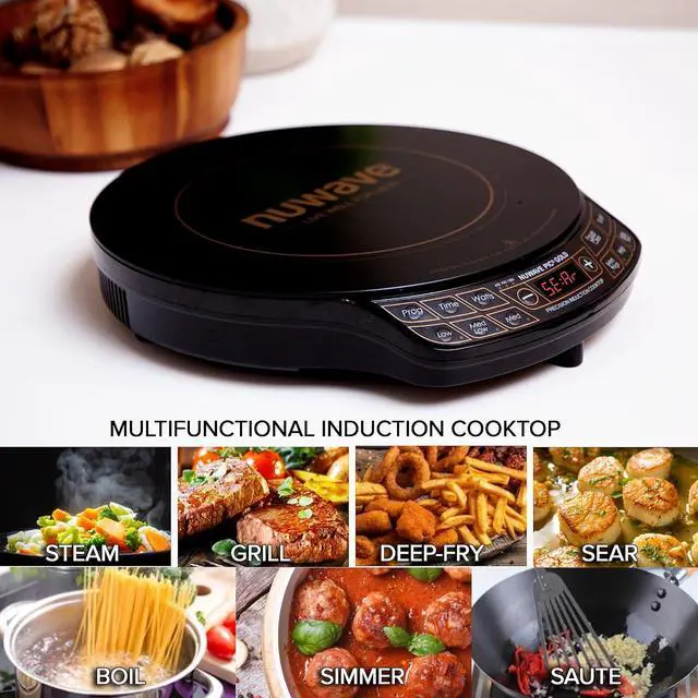 Alt view image 2 of 6 - Nuwave Precision Induction Cooktop Gold, 96 Temp Settings 100°F to 575°F | 12 Shatter-Resistant Ceramic Glass Surface, Large 8 Heating Coil, Portable, 3 Wattage Settings 700, 900, and 1500 Watts