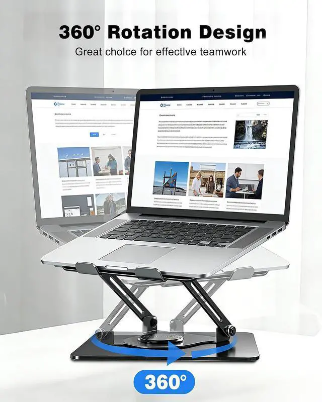 Alt view image 3 of 7 - 360° Rotating Laptop Stand for Desk,Adjustable Notebook Riser | Ergonomic, Height Adjustable,Hollow out Heat Dissipation Stable Structure for 10-16 Inch Laptop Macbook Notebook