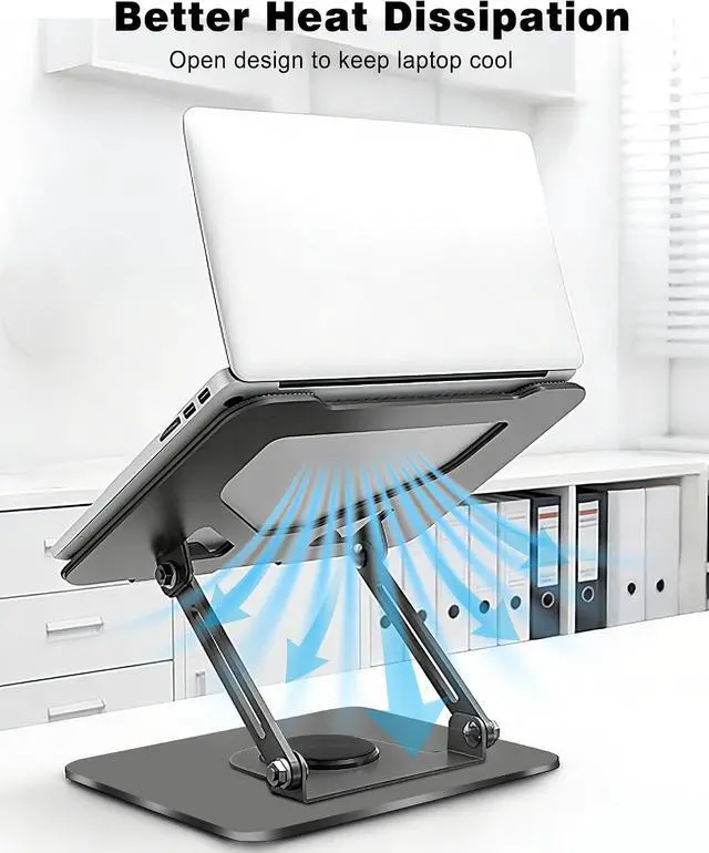 Alt view image 5 of 7 - 360° Rotating Laptop Stand for Desk,Adjustable Notebook Riser | Ergonomic, Height Adjustable,Hollow out Heat Dissipation Stable Structure for 10-16 Inch Laptop Macbook Notebook