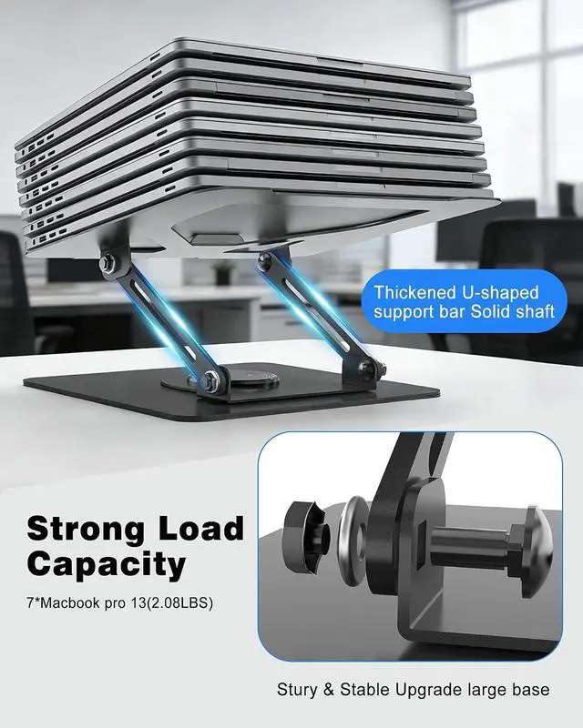 Alt view image 7 of 7 - 360° Rotating Laptop Stand for Desk,Adjustable Notebook Riser | Ergonomic, Height Adjustable,Hollow out Heat Dissipation Stable Structure for 10-16 Inch Laptop Macbook Notebook