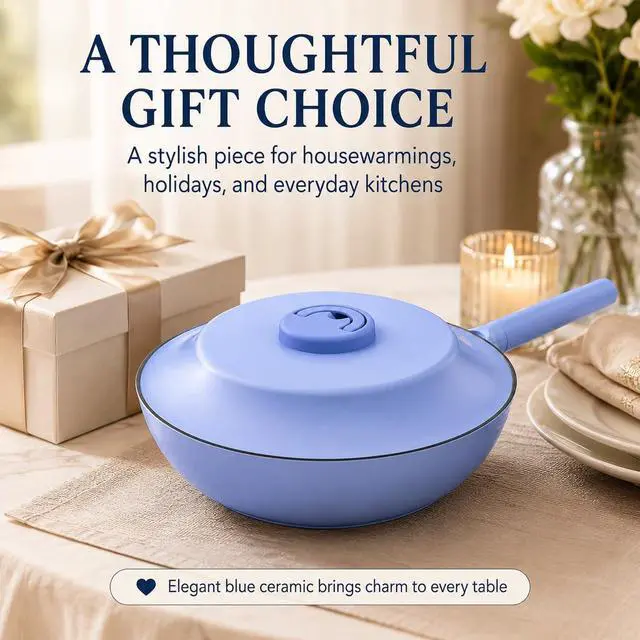 Alt view image 6 of 6 - imarku Ceramic Baking Dish with Lid, 11 Inch Casserole Dish for Oven, Baking Dishes, Lightweight Body, Valentines Day Gifts for Him Her, Blue