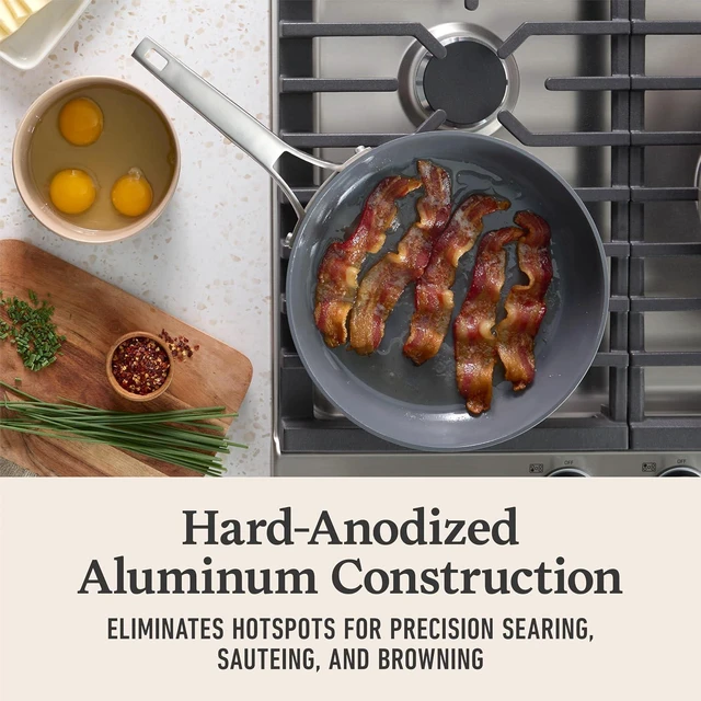 Alt view image 3 of 5 - Calphalon® Premier Ceramic Nonstick 8" and 10" Frying Pan Set, Mushroom Grey