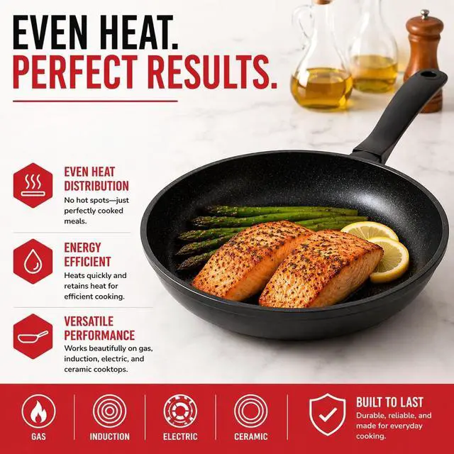 Alt view image 2 of 7 - Alva Energy 8" Ceramic Coated Aluminum Frying Pan, Induction & Oven Safe | Recycled aluminum core, 3-layer ceramic nonstick, scratch-resistant, stay-cool handle; ideal for eggs & everyday cooking