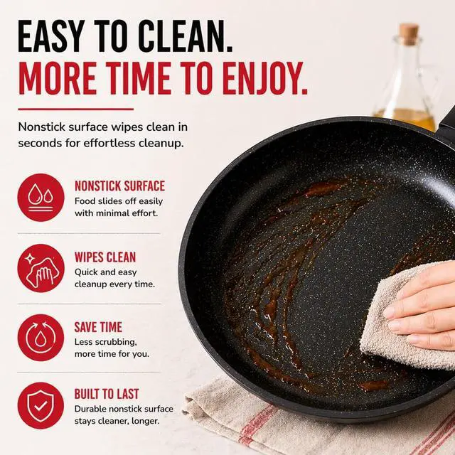 Alt view image 4 of 7 - Alva Energy 8" Ceramic Coated Aluminum Frying Pan, Induction & Oven Safe | Recycled aluminum core, 3-layer ceramic nonstick, scratch-resistant, stay-cool handle; ideal for eggs & everyday cooking