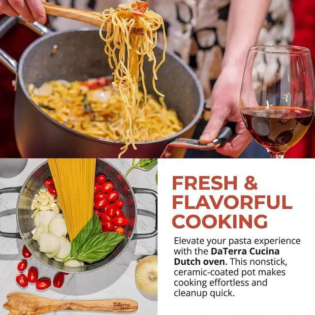 Alt view image 2 of 7 - DaTerra Cucina Nonstick Ceramic Dutch Oven Pot w/Lid, Oven Safe Pot, 5Qt | Italian Crafted Cookware, PTFE & PFOA Free, Aluminum Core, Dual Handles, Even Heating, Induction Compatible, Easy Cleanup