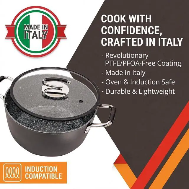 Alt view image 4 of 7 - DaTerra Cucina Nonstick Ceramic Dutch Oven Pot w/Lid, Oven Safe Pot, 5Qt | Italian Crafted Cookware, PTFE & PFOA Free, Aluminum Core, Dual Handles, Even Heating, Induction Compatible, Easy Cleanup
