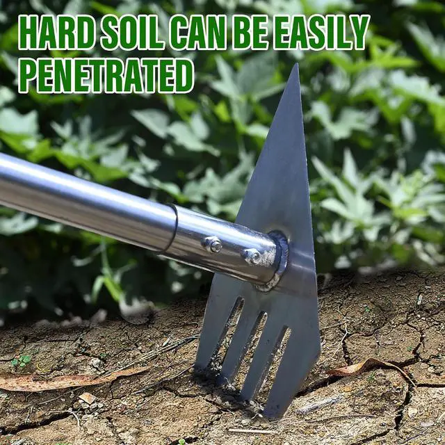 Alt view image 4 of 7 - BARAYSTUS Garden Hoe Tool and Weeder, 56 Inch Ergonomic Long Handle Cultivator with Sharp Stainless Steel Blade, Heavy Duty Garden Hand Tiller for Weeding, Digging, Loosening Soil,Removing Moss
