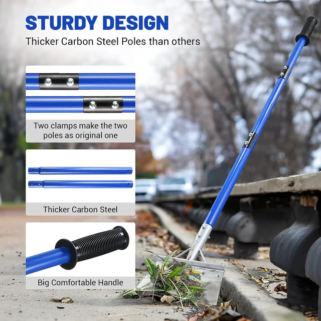 Alt view image 4 of 7 - Heavy Duty Snow Shovel with 52" Adjustable Handle - Multifunctional Ice Scraper & Garden Tool, Steel Blade for Snow Removal, Driveway & Sidewalk Cleaning - Ergonomic Design (All Seasons)