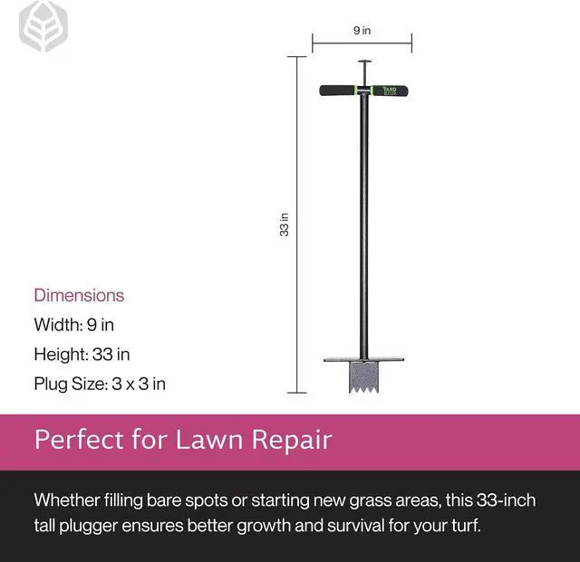 Alt view image 6 of 7 - Yard Butler Sod Plugger, No-Bend Lawn Repair for Grass Plugs | Ergonomic No-Bend Sod Plugger for Zoysia, St. Augustine and Bermuda Grass, Durable Steel with Soil Ejector, Professional