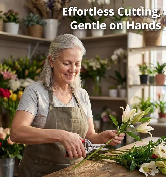 Alt view image 6 of 6 - Gardeness Pruning Shear Straight Pruning Snip 2PCS Stainless Steel Florist Scissors, Multi-Tasking Precision Hand Pruner Herb Snips Flower Clippers Bonsai Trimmers Ergonomic Handle Garden shear