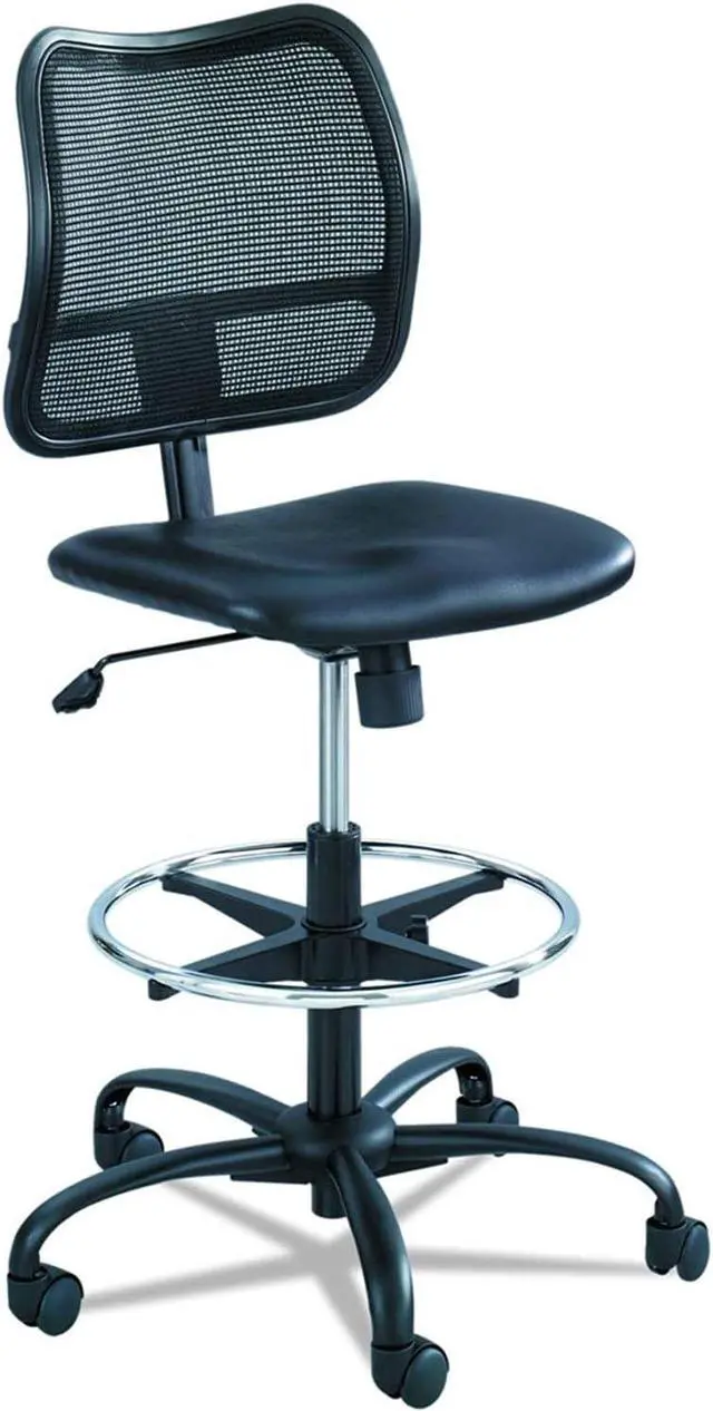 Main image of Safco Rolling Chair, Extended Height, Black Vinyl Mesh, Adjustable Height, Supportive Back and Ergonomic Design, 250 lbs Capacity, Black