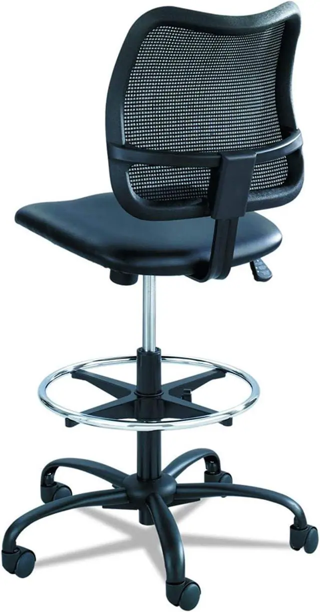 Alt view image 3 of 3 - Safco Rolling Chair, Extended Height, Black Vinyl Mesh, Adjustable Height, Supportive Back and Ergonomic Design, 250 lbs Capacity, Black