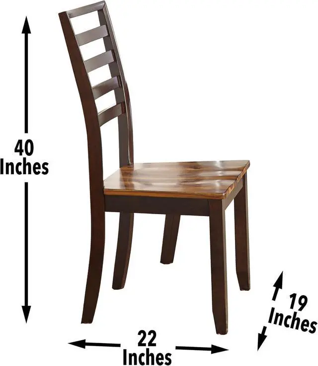 Alt view image 3 of 7 - Steve Silver Company Abaco Side Solid Acacia and Hardwood, Set of 2 Chairs, Ergonomic Ladder Back, Scooped Seat for Comfort and Durability, 19" L x 22" W x 40" H, Brown