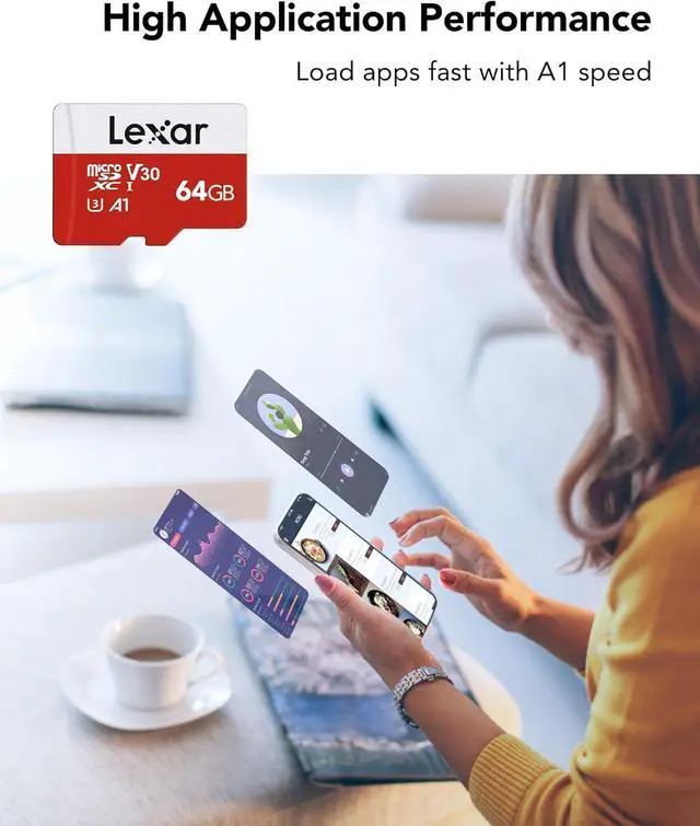 Alt view image 7 of 7 - Lexar E-Series 64GB 3 PK Micro SD Card microSDXC UHS-I Flash Memory Card | 100MB/s, C10, U3, A1, V30, Full HD, 4K UHD, High Speed TF Card with Adapter