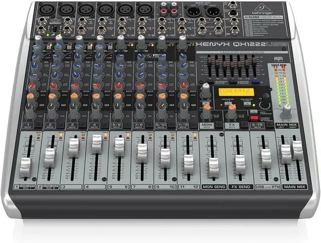 Alt view image 2 of 5 - Behringer XENYX QX1222USB Premium 16-Input 2/2-Bus Mixer with XENYX Mic Preamps and Compressors, Klark Teknik Multi-FX Processor, Wireless Option and USB/Audio Interface