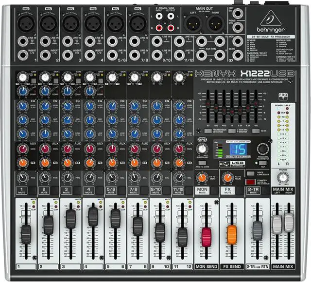 Alt view image 2 of 4 - Behringer XENYX X1222USB Premium 16-Input 2/2-Bus Mixer with XENYX Mic Preamps and Compressors, British EQ, 24-Bit Multi-FX Processor and USB/Audio Interface