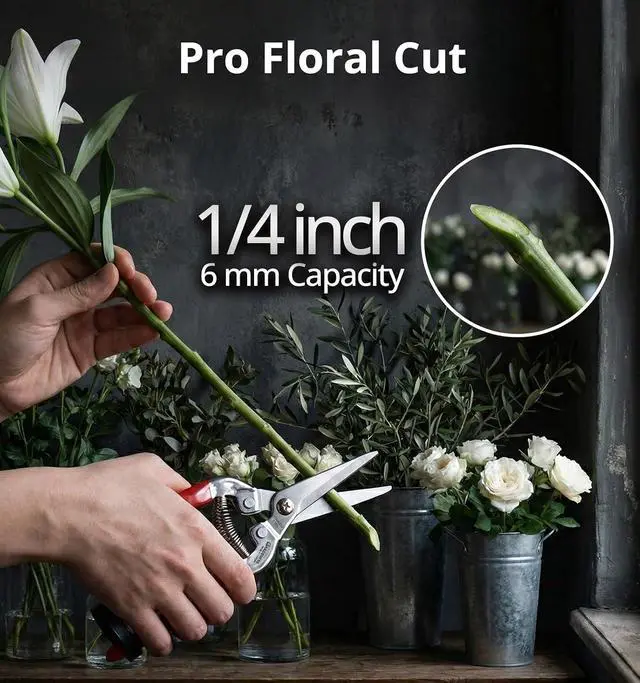 Alt view image 2 of 6 - Gardeness Pruning Shear Straight Pruning Snip 2PCS Stainless Steel Florist Scissors, Multi-Tasking Precision Hand Pruner Herb Snips Flower Clippers Bonsai Trimmers Ergonomic Handle Garden shear