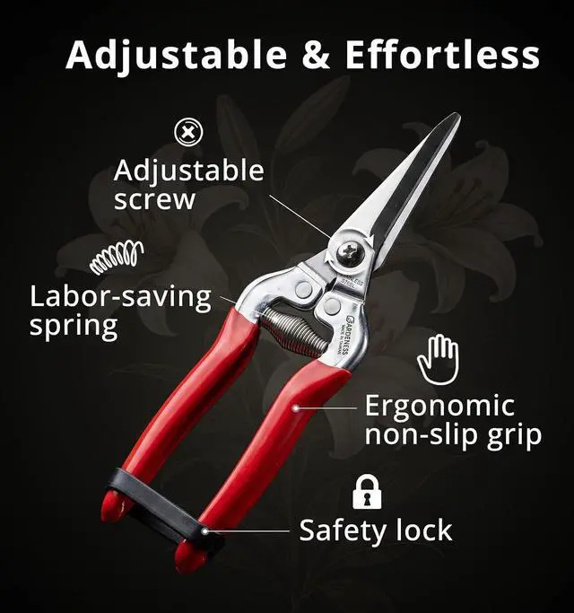 Alt view image 4 of 6 - Gardeness Pruning Shear Straight Pruning Snip 2PCS Stainless Steel Florist Scissors, Multi-Tasking Precision Hand Pruner Herb Snips Flower Clippers Bonsai Trimmers Ergonomic Handle Garden shear