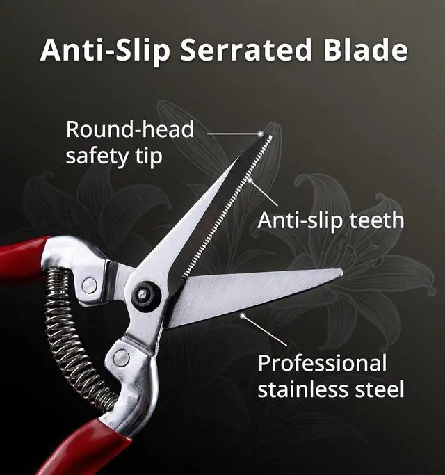 Alt view image 5 of 6 - Gardeness Pruning Shear Straight Pruning Snip 2PCS Stainless Steel Florist Scissors, Multi-Tasking Precision Hand Pruner Herb Snips Flower Clippers Bonsai Trimmers Ergonomic Handle Garden shear