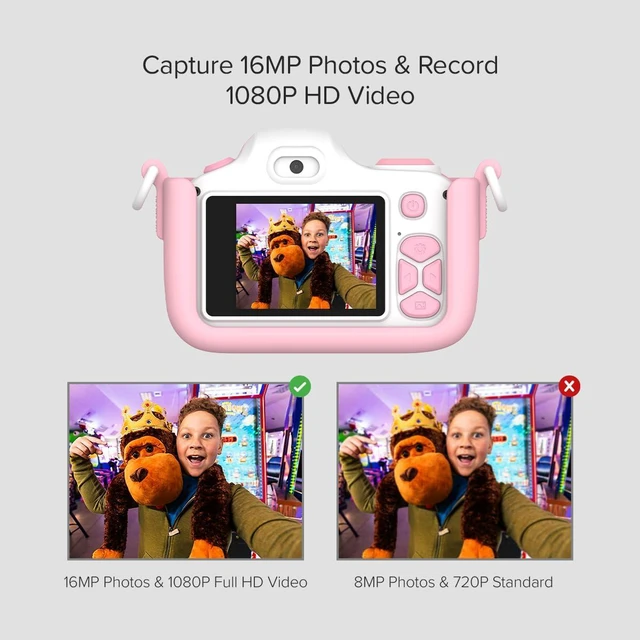 Alt view image 4 of 7 - myFirst Kids Digital Camera 16MP 1080P with Selfie Lens, LED Flash | shockproof case, camera 3 for small hands, macro lens, MicroSD included, travel activity, birthday gift for ages 3-12 girls