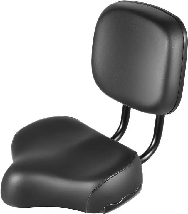 Main image of Extra Wide Bike Seat with Backrest and Comfortable Ergonomic Design for Men and Women - Adjustable Height Leather Saddle Pad for eBike, Tricycle, and Big Bikes