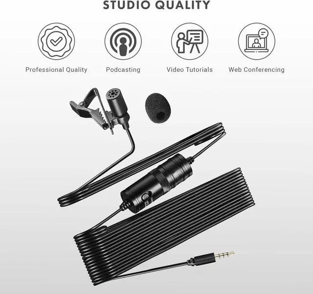 Alt view image 7 of 7 - Movo LV1-USB Lavalier Microphone for Camera, Lapel for iPhone and Android Smartphones, Body Lav Mic, Clip On Microphone for 3.5mm, Shirt Lapel Mic for Phone, GoPro, Interview, Computer, PC