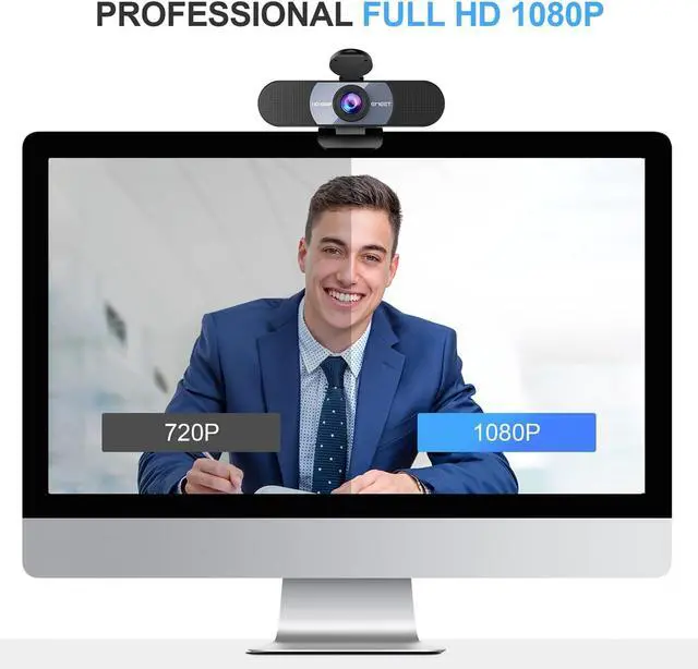 Alt view image 2 of 7 - EMEET 1080P HD Webcam C960 Web Camera with Microphone, 90° FOV PC Camera w/2 Noise-canceling Mics & Privacy Cover, Plug & Play USB Webcam for Video Calling, Zoom/Skype/Facetime, PC/Mac/Laptop - Grey