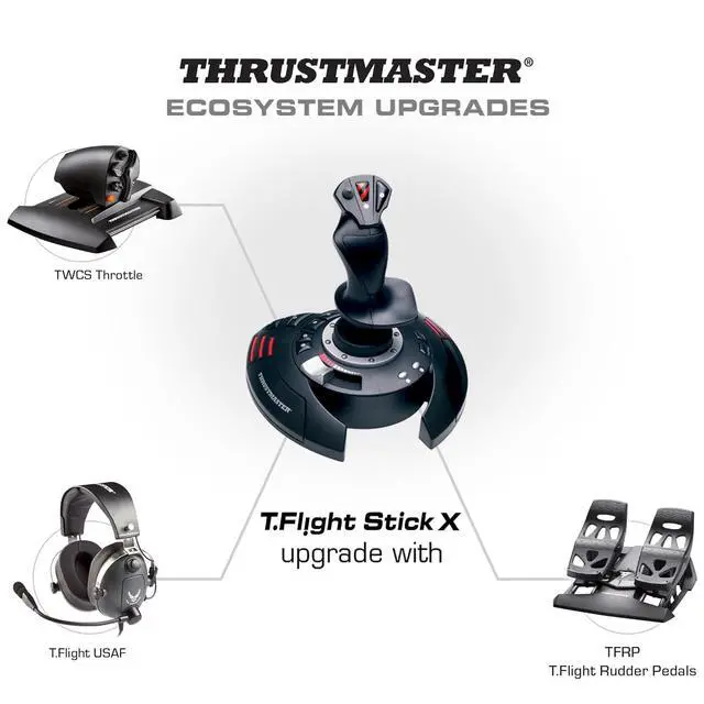 Alt view image 6 of 7 - Thrustmaster T-Flight Stick X USB Ergonomic Flight Sim Joystick - PC | Plug and play, adjustable resistance, twist rudder, detachable throttle, 12 programmable buttons, weighted base, presets