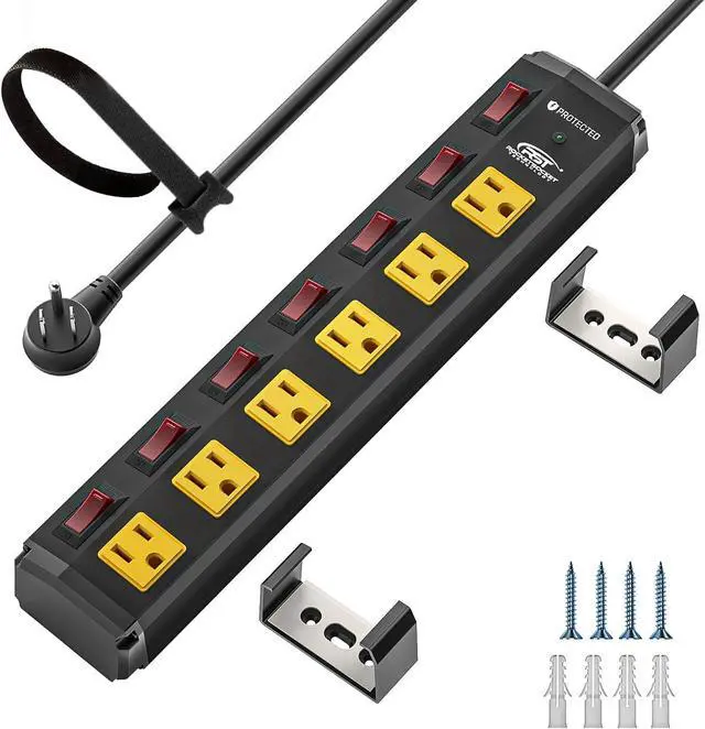 Main image of CRST Metal Power Strip with 6 Individually Switched Outlets, 6FT | 1.77" Extra Wide Spacing for Bulky Plugs, 1200J Surge Protector,15A/1875W