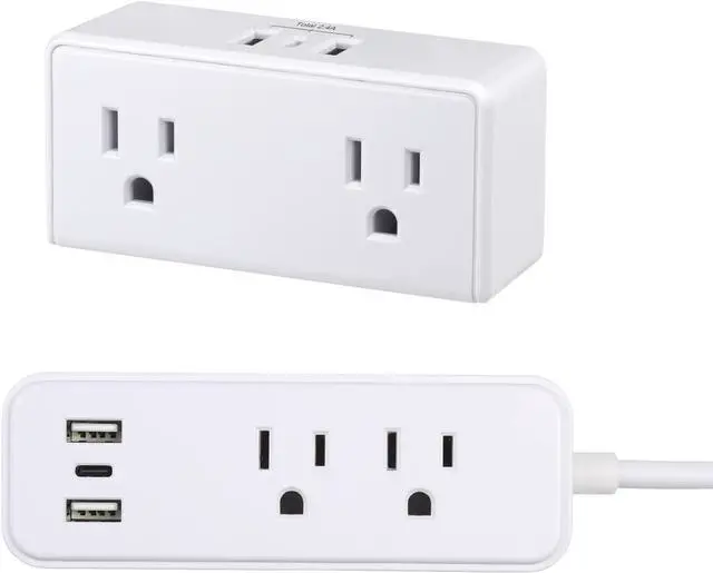 Main image of 2Pack (Wall-Tap & Power Strip) with 6ft Power Cord, Compact Charging Hub with 2-Port USB-A & 1-Port USB-C Chargers, 3-Prong, for Home, Office, Hotel, DC3S-1122-DC