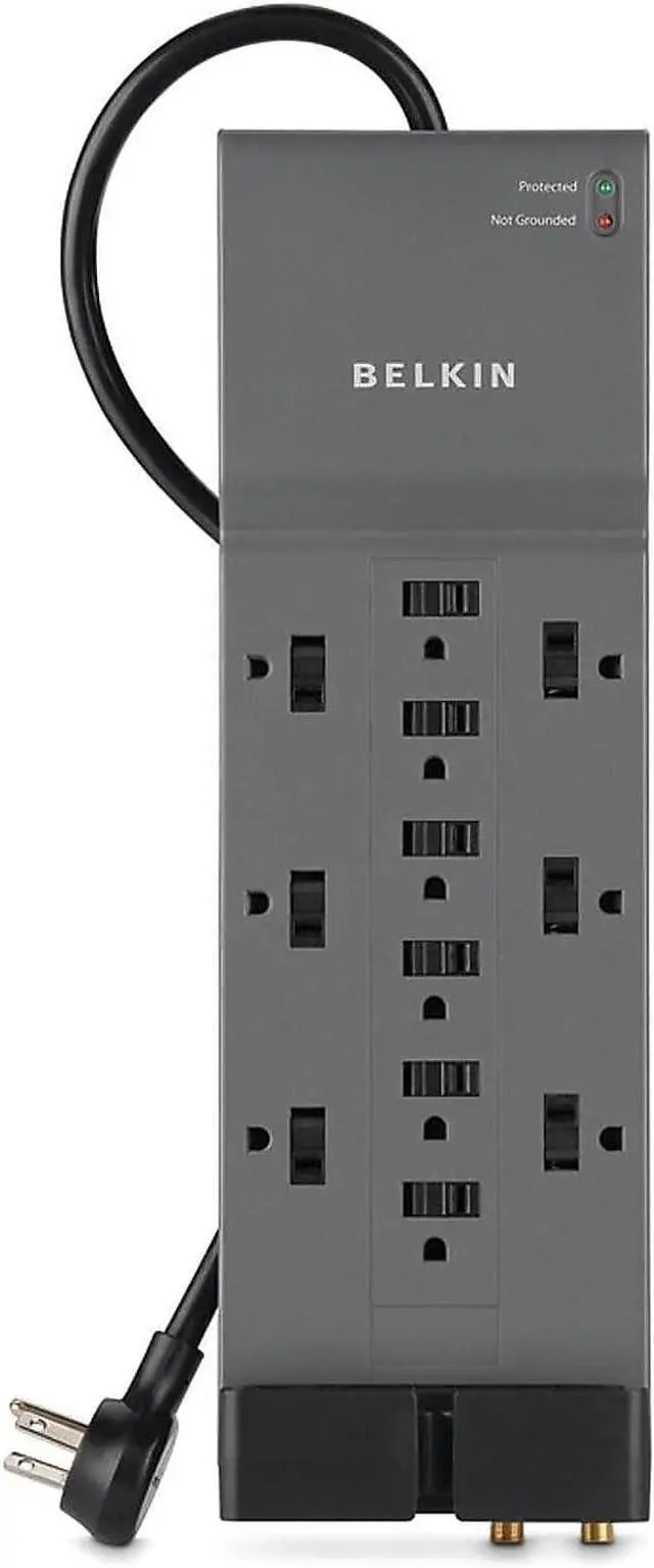 Main image of Surge Protector, 3940 Joules, 12 Outlets, 8', Gray
