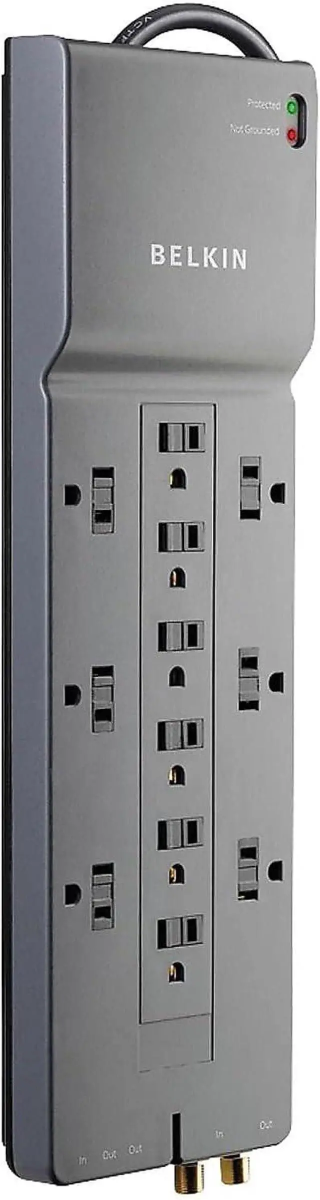 Alt view image 2 of 7 - Surge Protector, 3940 Joules, 12 Outlets, 8', Gray