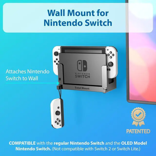 Alt view image 2 of 6 - TotalMount for Nintendo Switch 1 Premium Quality Heat Management | Designed in USA Premium Wall Mount With Level and Drill-Free Installation (Secures Each Side of the Dock to Prevent Falls)