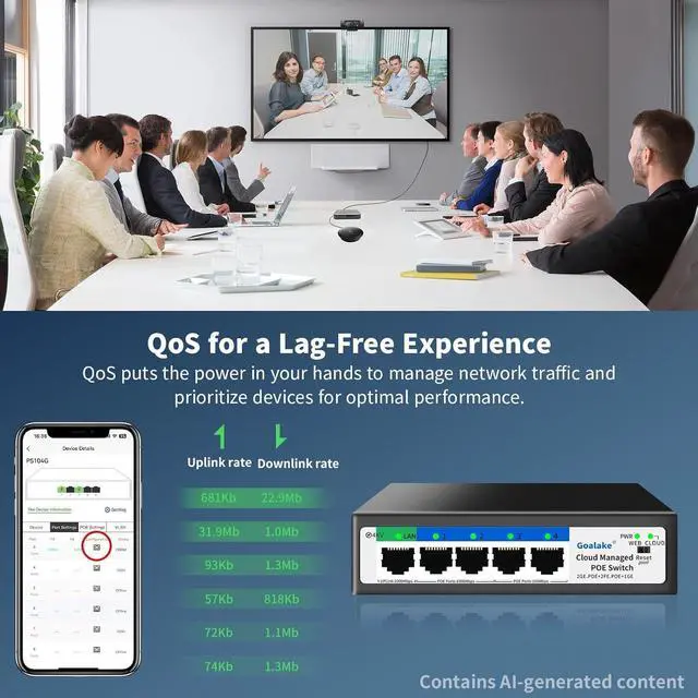 Alt view image 6 of 7 - 5-Port Ethernet PoE Switch (4 PoE Ports, 1 Uplink) with Extend Function, Easy Smart Managed Ethernet Switch, Plug & Play, Fanless Metal Design, VLAN, Qos,Desktop/Wall Mount