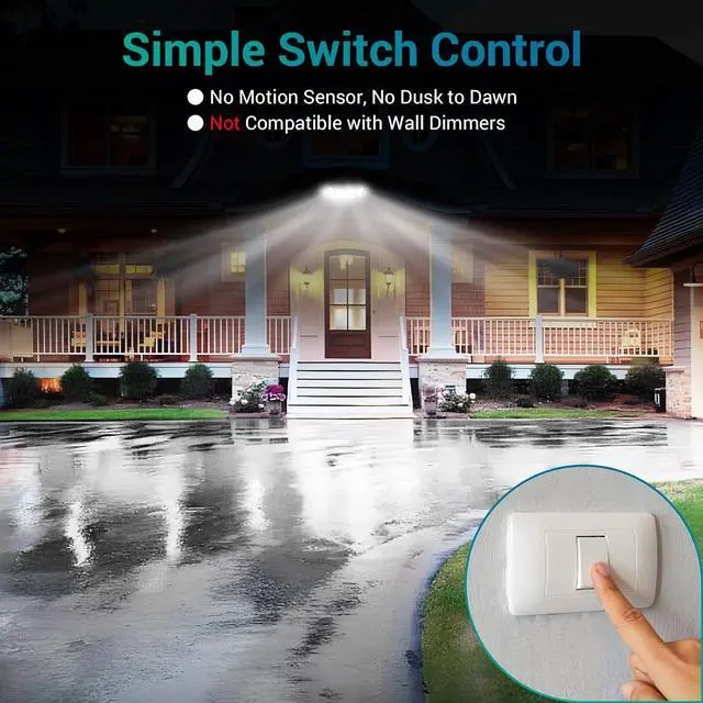 Alt view image 5 of 7 - 100W LED Flood Lights Outdoor Switch Controlled Security Lights 4 Heads | USTELLAR 10000lm 4 Adjustable Heads 5000K Daylight IP65 Waterproof Super Bright Exterior LED Floodlight Hardwired for Yard
